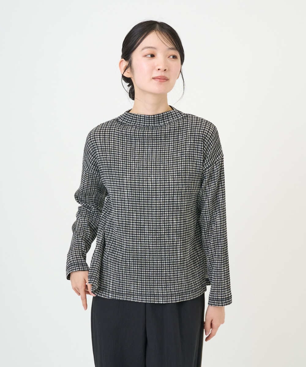 NGKGD30190 GIANNI LO GIUDICE(ジャンニ ロ ジュディチェ) [洗える・日本製]カールマイヤーチェックカットソー ブラック