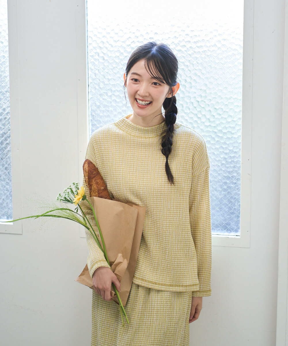 NGKGD30190 GIANNI LO GIUDICE(ジャンニ ロ ジュディチェ) [洗える・日本製]カールマイヤーチェックカットソー ブラック