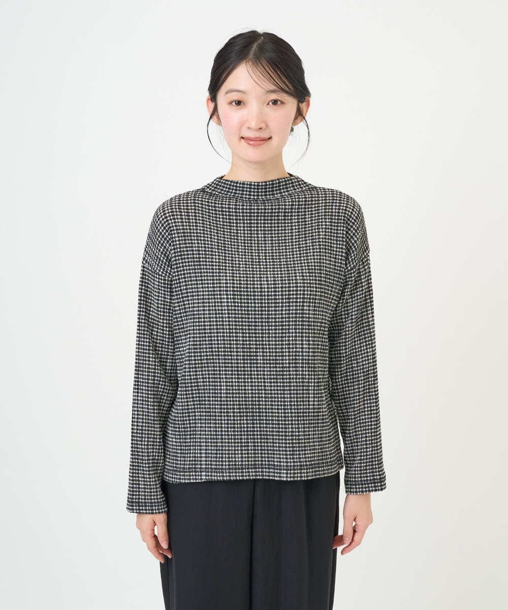 NGKGD30190 GIANNI LO GIUDICE(ジャンニ ロ ジュディチェ) [洗える・日本製]カールマイヤーチェックカットソー ブラック