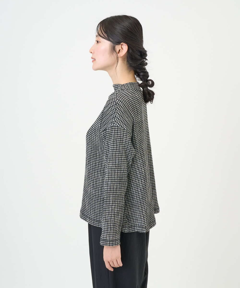 NGKGD30190 GIANNI LO GIUDICE(ジャンニ ロ ジュディチェ) [洗える・日本製]カールマイヤーチェックカットソー ブラック