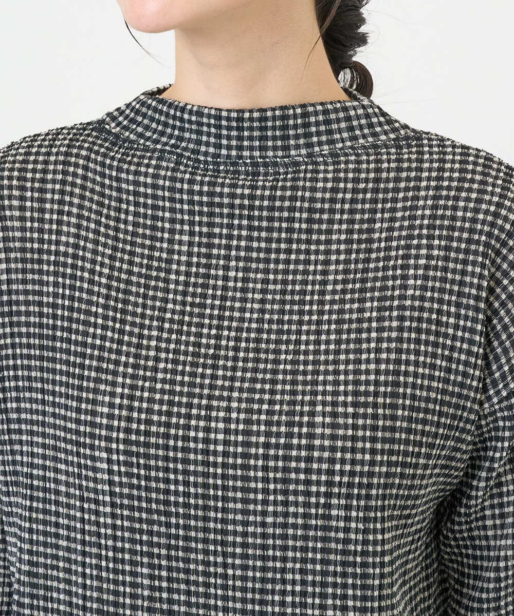 NGKGD30190 GIANNI LO GIUDICE(ジャンニ ロ ジュディチェ) [洗える・日本製]カールマイヤーチェックカットソー ブラック