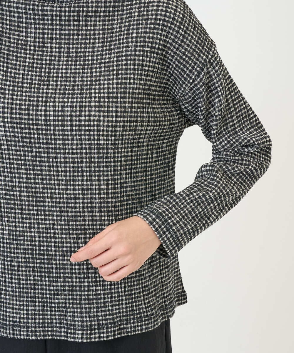 NGKGD30190 GIANNI LO GIUDICE(ジャンニ ロ ジュディチェ) [洗える・日本製]カールマイヤーチェックカットソー ブラック