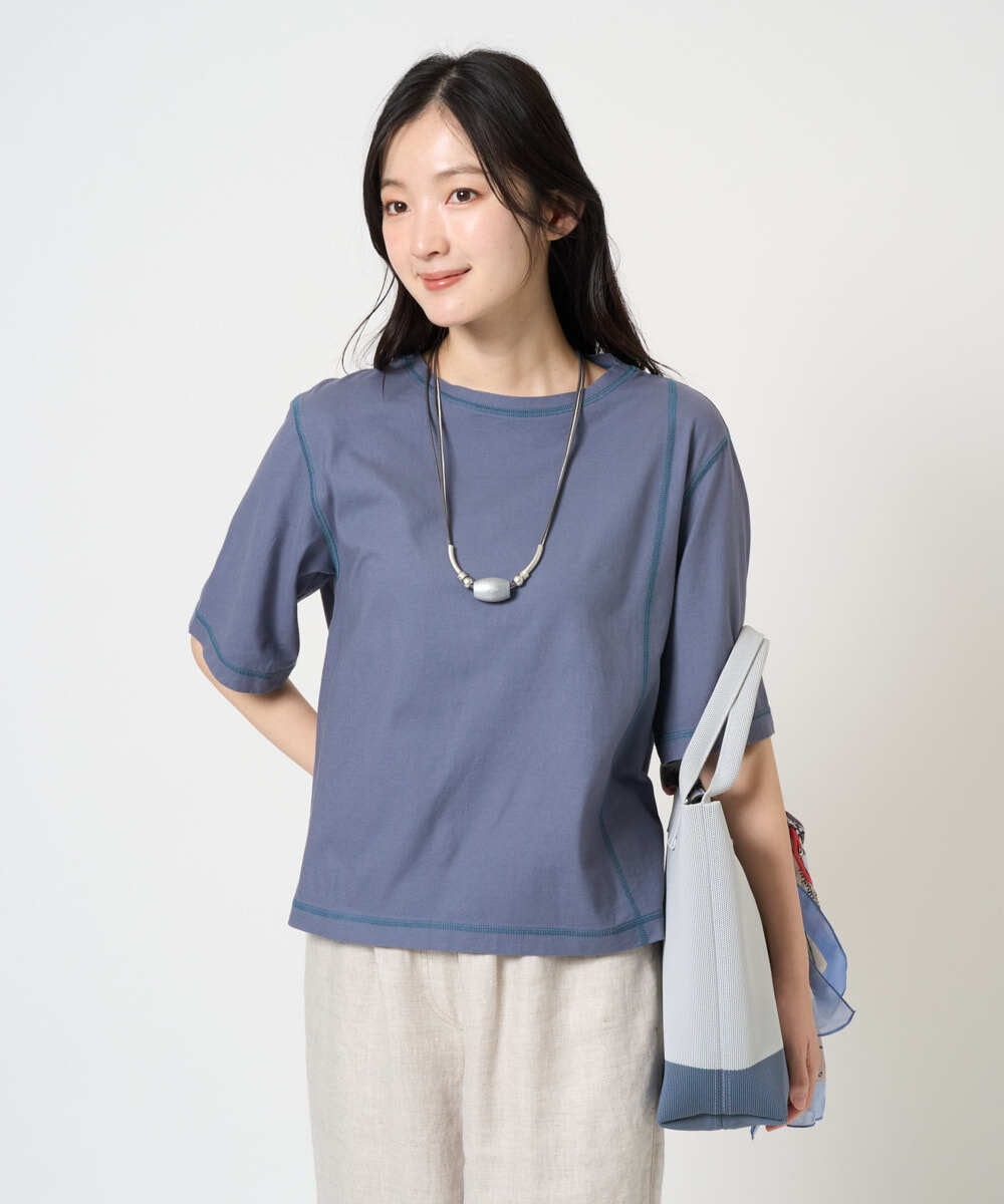 NGKGE40210 GIANNI LO GIUDICE(ジャンニ ロ ジュディチェ) [洗える]クールローレルスカイコットTシャツ ラベンダー