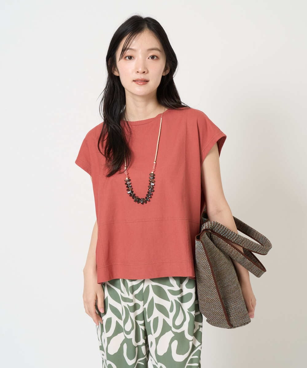 NGKGE41190 GIANNI LO GIUDICE(ジャンニ ロ ジュディチェ) [洗える]クールローレルノースリーブカットソー オレンジ