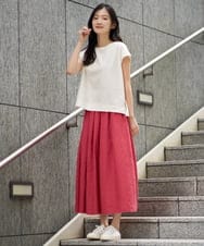 NGKGE41190 GIANNI LO GIUDICE(ジャンニ ロ ジュディチェ) [洗える]クールローレルノースリーブカットソー オレンジ