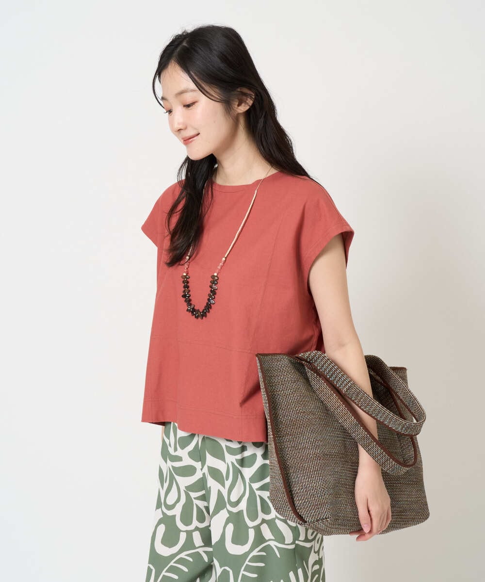 NGKGE41190 GIANNI LO GIUDICE(ジャンニ ロ ジュディチェ) [洗える]クールローレルノースリーブカットソー オレンジ