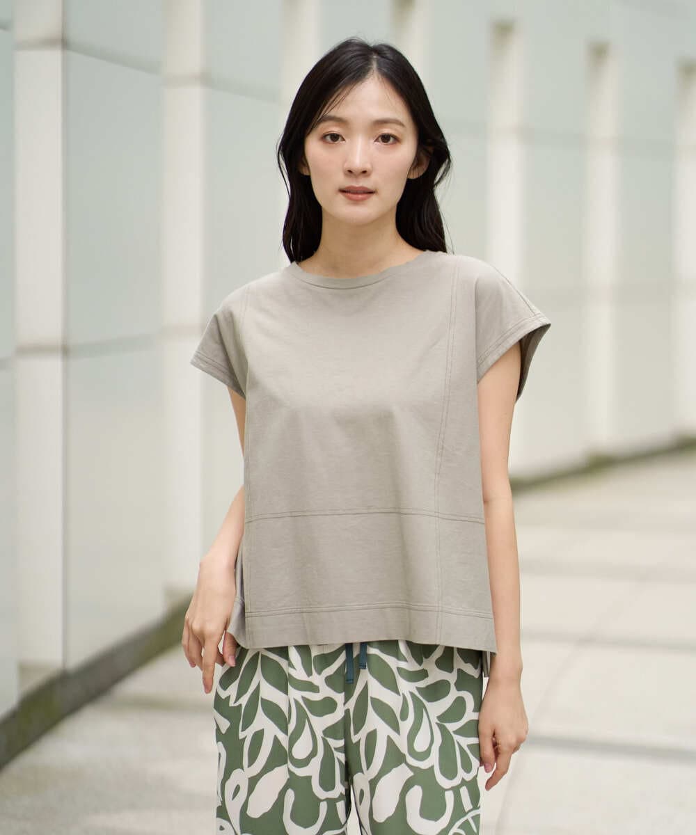 NGKGE41190 GIANNI LO GIUDICE(ジャンニ ロ ジュディチェ) [洗える]クールローレルノースリーブカットソー オレンジ