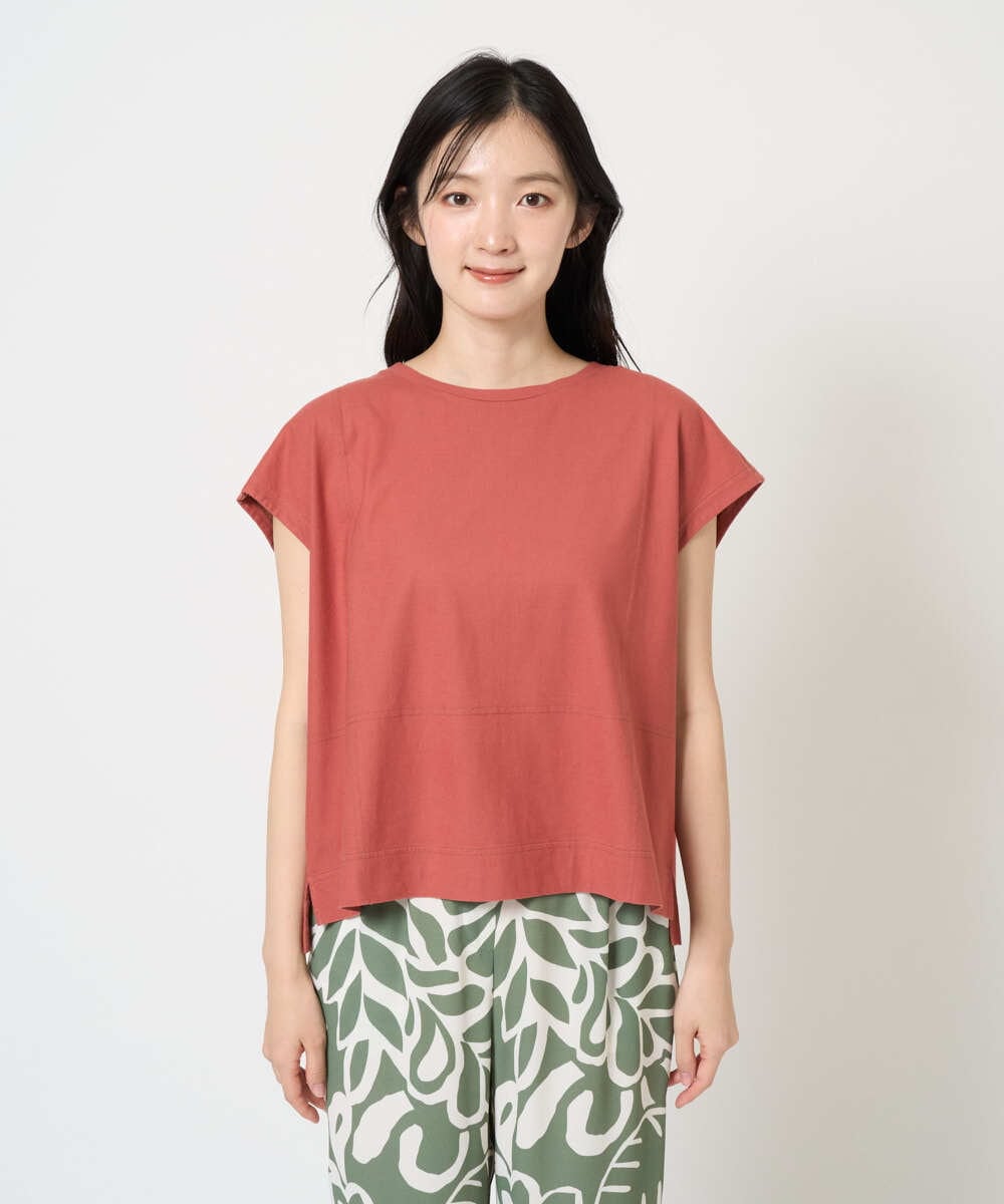 NGKGE41190 GIANNI LO GIUDICE(ジャンニ ロ ジュディチェ) [洗える]クールローレルノースリーブカットソー オレンジ