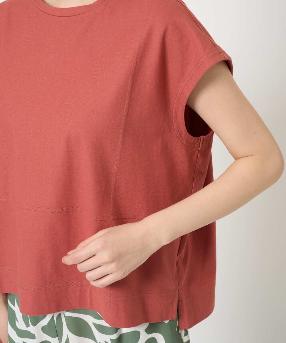 NGKGE41190 GIANNI LO GIUDICE(ジャンニ ロ ジュディチェ) [洗える]クールローレルノースリーブカットソー オレンジ