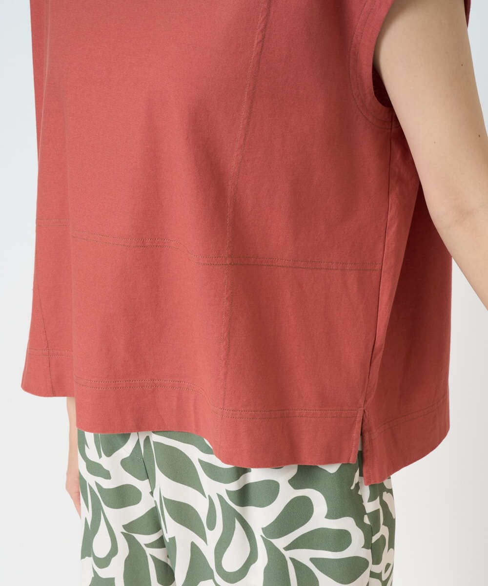 NGKGE41190 GIANNI LO GIUDICE(ジャンニ ロ ジュディチェ) [洗える]クールローレルノースリーブカットソー オレンジ