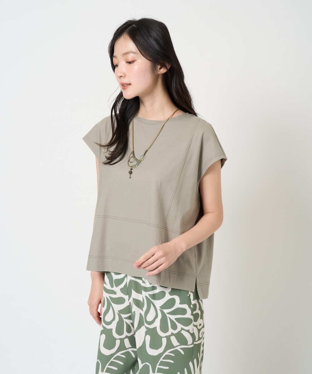 NGKGE41190 GIANNI LO GIUDICE(ジャンニ ロ ジュディチェ) [洗える]クールローレルノースリーブカットソー オレンジ