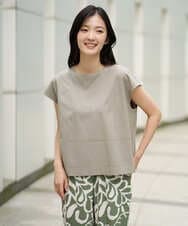 NGKGE41190 GIANNI LO GIUDICE(ジャンニ ロ ジュディチェ) [洗える]クールローレルノースリーブカットソー カーキ