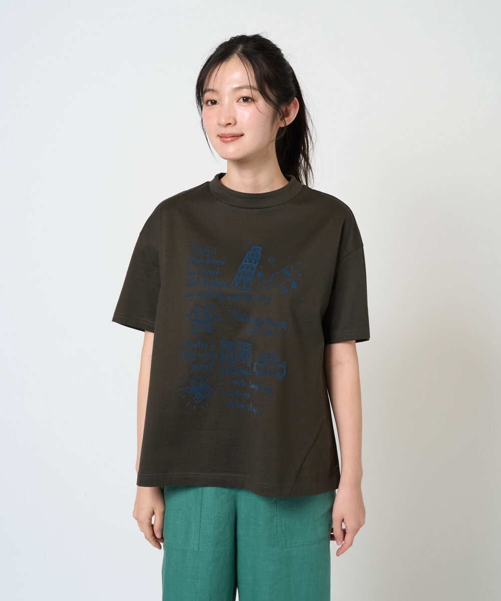 NGKGE42180 GIANNI LO GIUDICE(ジャンニ ロ ジュディチェ) [洗える・日本製]天竺シルケットカットソー カーキ