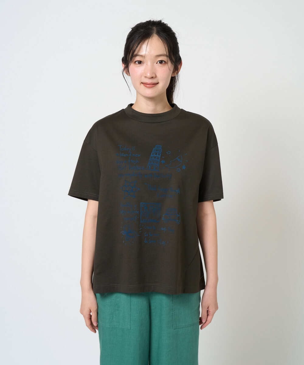 NGKGE42180 GIANNI LO GIUDICE(ジャンニ ロ ジュディチェ) [洗える・日本製]天竺シルケットカットソー カーキ