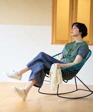 NGKGE44180 GIANNI LO GIUDICE(ジャンニ ロ ジュディチェ) [洗える・日本製]クールローレル天竺カットソー グリーン×ブルー
