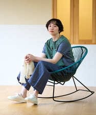 NGKGE44180 GIANNI LO GIUDICE(ジャンニ ロ ジュディチェ) [洗える・日本製]クールローレル天竺カットソー グリーン×ブルー