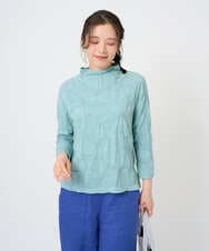 NGKGE46170 GIANNI LO GIUDICE(ジャンニ ロ ジュディチェ) [洗える・日本製]麻混シャーリングカットソー ライトブルー