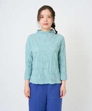 NGKGE46170 GIANNI LO GIUDICE(ジャンニ ロ ジュディチェ) [洗える・日本製]麻混シャーリングカットソー ライトブルー