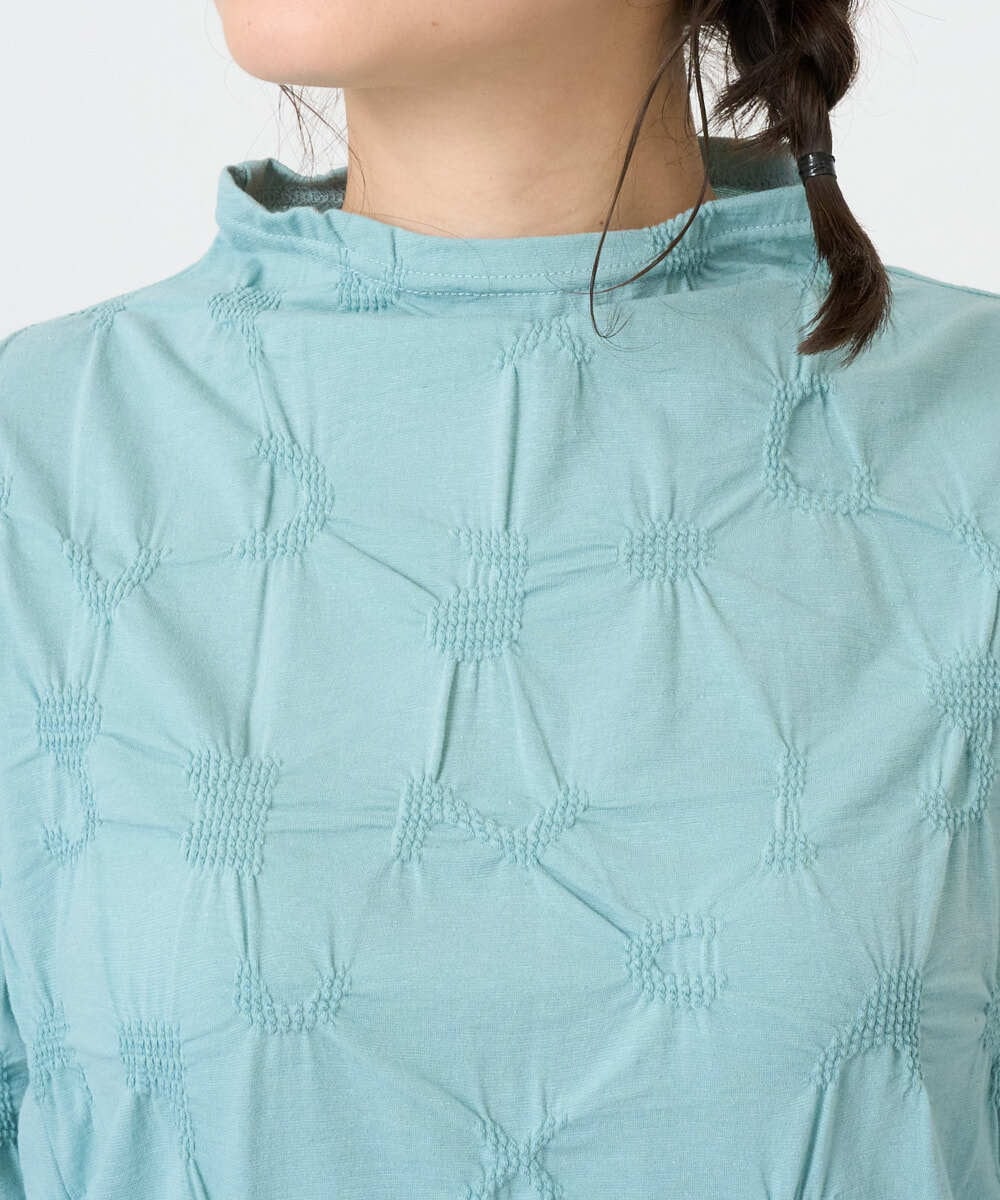 NGKGE46170 GIANNI LO GIUDICE(ジャンニ ロ ジュディチェ) [洗える・日本製]麻混シャーリングカットソー ライトブルー