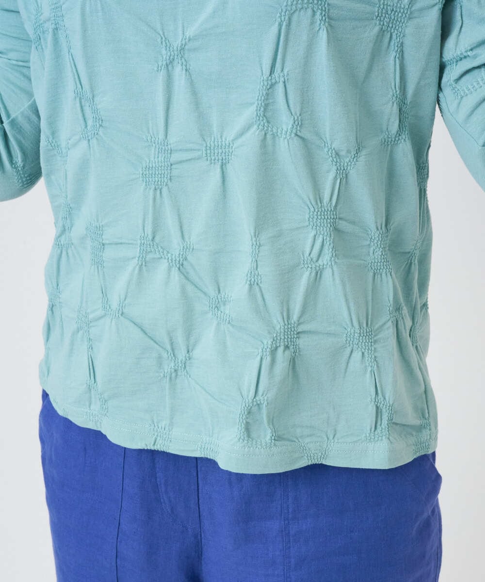 NGKGE46170 GIANNI LO GIUDICE(ジャンニ ロ ジュディチェ) [洗える・日本製]麻混シャーリングカットソー ライトブルー