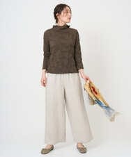 NGKGE46170 GIANNI LO GIUDICE(ジャンニ ロ ジュディチェ) [洗える・日本製]麻混シャーリングカットソー ライトブルー