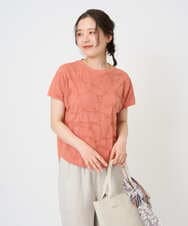 NGKGE47170 GIANNI LO GIUDICE(ジャンニ ロ ジュディチェ) [洗える・日本製]麻混シャーリングフレンチスリーブカットソー オレンジ