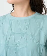 NGKGE47170 GIANNI LO GIUDICE(ジャンニ ロ ジュディチェ) [洗える・日本製]麻混シャーリングフレンチスリーブカットソー ライトブルー