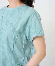 NGKGE47170 GIANNI LO GIUDICE(ジャンニ ロ ジュディチェ) [洗える・日本製]麻混シャーリングフレンチスリーブカットソー ライトブルー