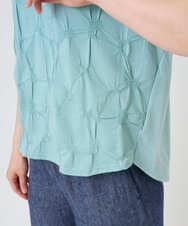 NGKGE47170 GIANNI LO GIUDICE(ジャンニ ロ ジュディチェ) [洗える・日本製]麻混シャーリングフレンチスリーブカットソー ライトブルー