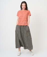 NGKGE47170 GIANNI LO GIUDICE(ジャンニ ロ ジュディチェ) [洗える・日本製]麻混シャーリングフレンチスリーブカットソー ライトブルー