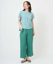 NGKGE47170 GIANNI LO GIUDICE(ジャンニ ロ ジュディチェ) [洗える・日本製]麻混シャーリングフレンチスリーブカットソー ライトブルー