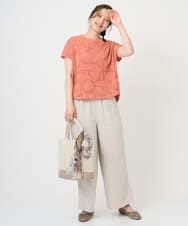 NGKGE47170 GIANNI LO GIUDICE(ジャンニ ロ ジュディチェ) [洗える・日本製]麻混シャーリングフレンチスリーブカットソー ライトブルー