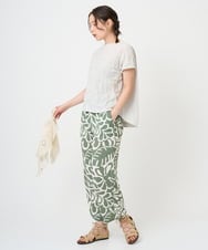 NGKGE47170 GIANNI LO GIUDICE(ジャンニ ロ ジュディチェ) [洗える・日本製]麻混シャーリングフレンチスリーブカットソー ライトブルー