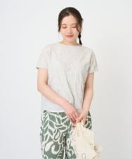 NGKGE47170 GIANNI LO GIUDICE(ジャンニ ロ ジュディチェ) [洗える・日本製]麻混シャーリングフレンチスリーブカットソー ライトグレー