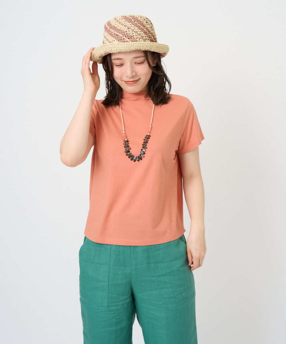 NGKGE48110 GIANNI LO GIUDICE(ジャンニ ロ ジュディチェ) [洗える・日本製]綿麻ボトルネック天竺カットソー オレンジ