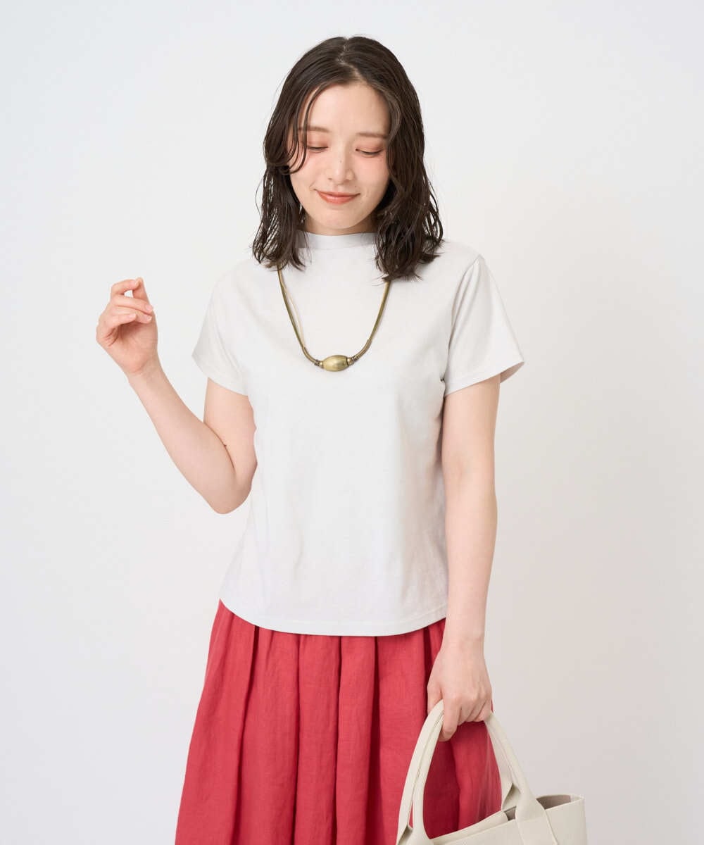 NGKGE48110 GIANNI LO GIUDICE(ジャンニ ロ ジュディチェ) [洗える・日本製]綿麻ボトルネック天竺カットソー ライトブルー