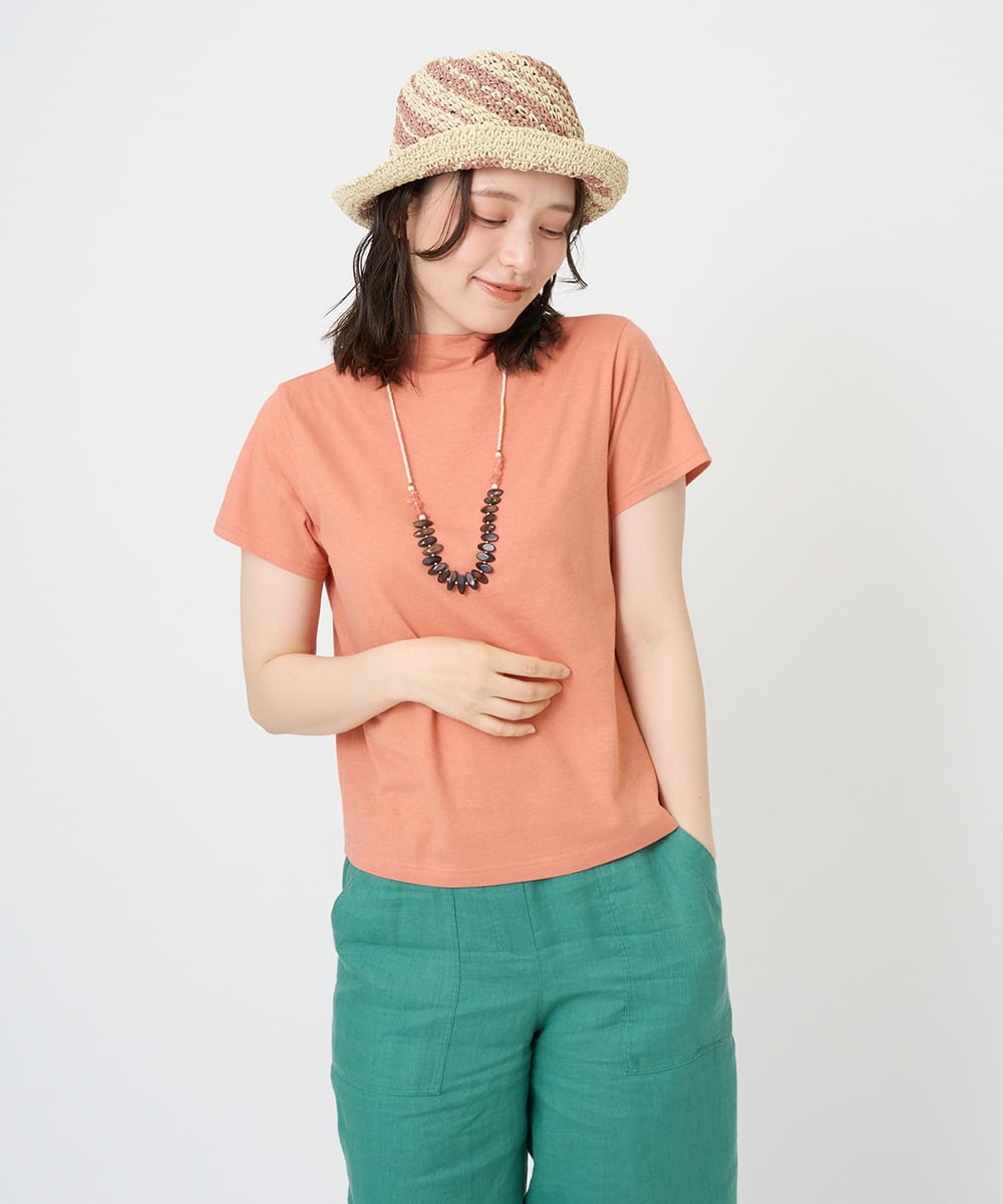 NGKGE48110 GIANNI LO GIUDICE(ジャンニ ロ ジュディチェ) [洗える・日本製]綿麻ボトルネック天竺カットソー ライトブルー