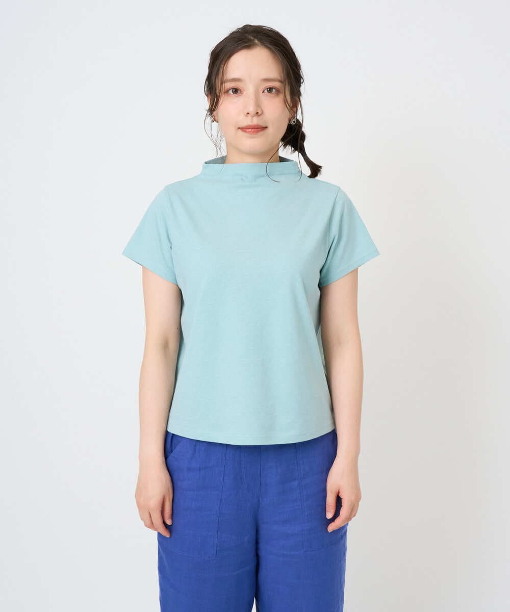 NGKGE48110 GIANNI LO GIUDICE(ジャンニ ロ ジュディチェ) [洗える・日本製]綿麻ボトルネック天竺カットソー ライトブルー