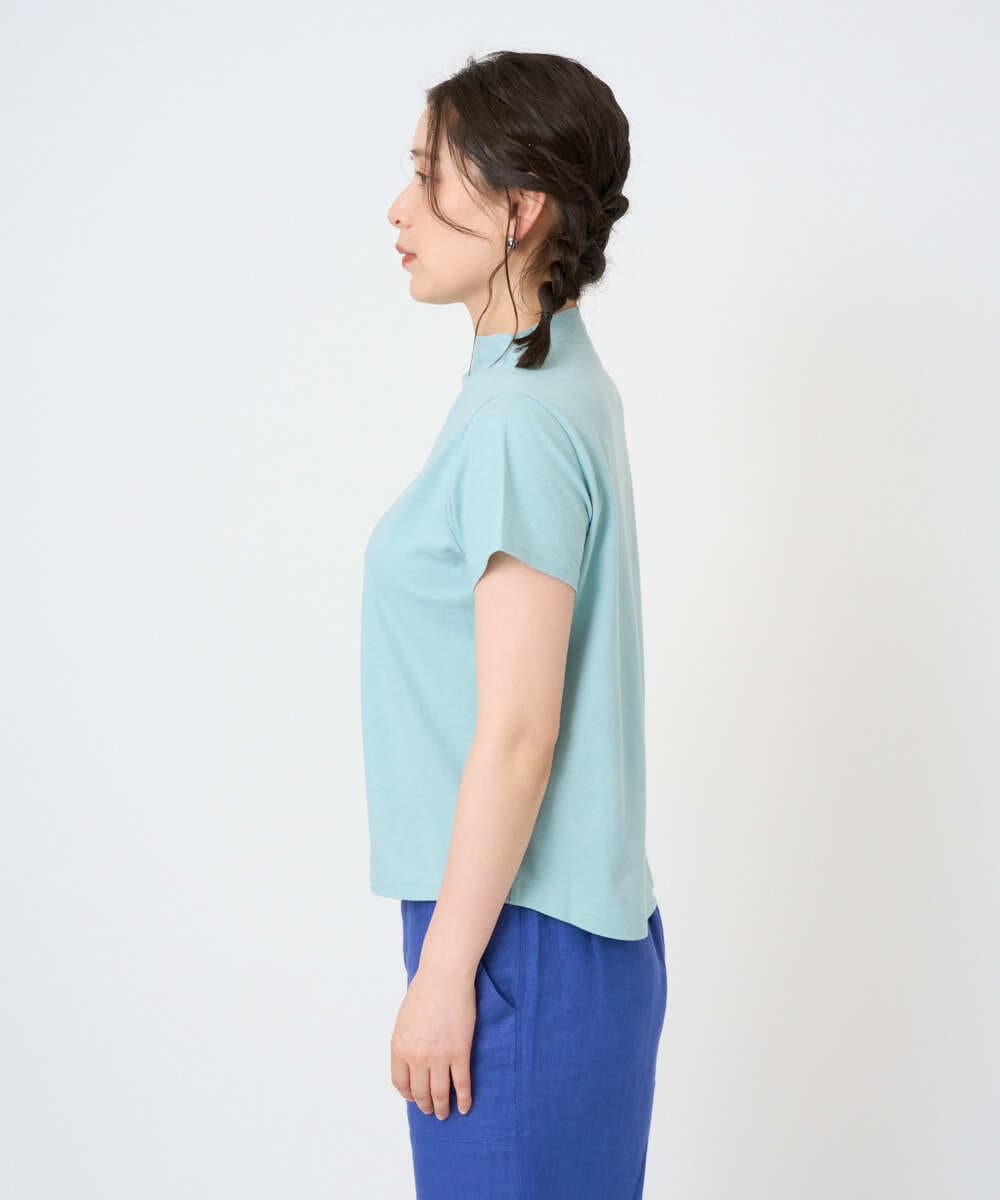 NGKGE48110 GIANNI LO GIUDICE(ジャンニ ロ ジュディチェ) [洗える・日本製]綿麻ボトルネック天竺カットソー ライトブルー