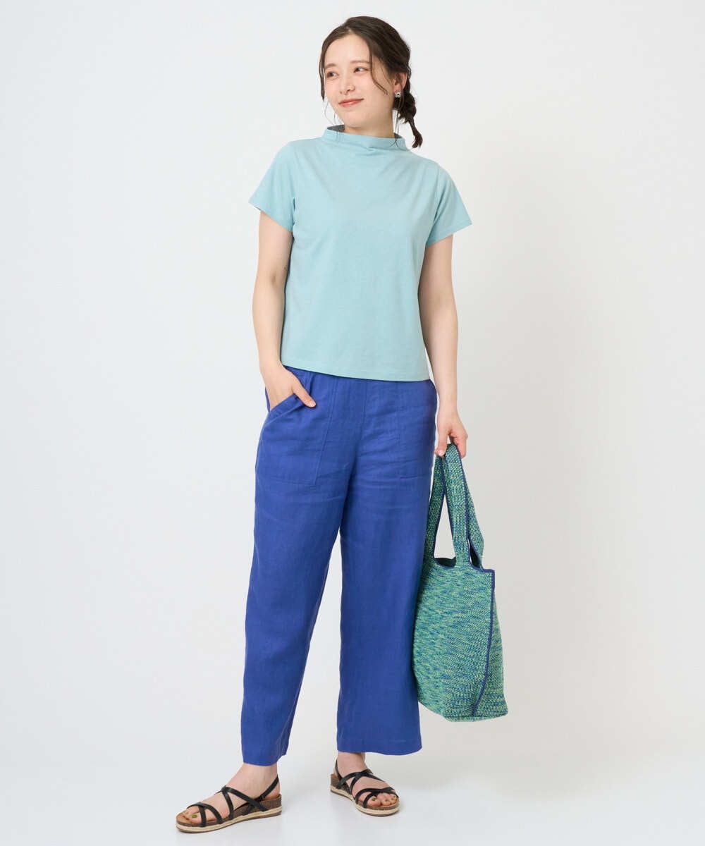 NGKGE48110 GIANNI LO GIUDICE(ジャンニ ロ ジュディチェ) [洗える・日本製]綿麻ボトルネック天竺カットソー ライトブルー