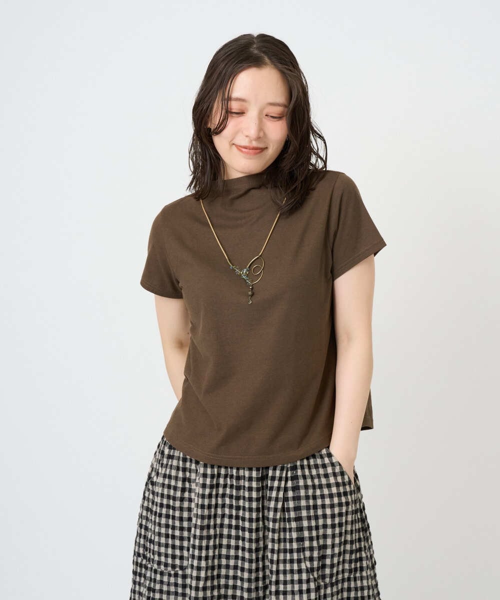 NGKGE48110 GIANNI LO GIUDICE(ジャンニ ロ ジュディチェ) [洗える・日本製]綿麻ボトルネック天竺カットソー ブラウン