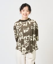 NGKGE50270 GIANNI LO GIUDICE(ジャンニ ロ ジュディチェ) [洗える・日本製]アイアスポップフラワープリントイレヘムカットソー カーキ