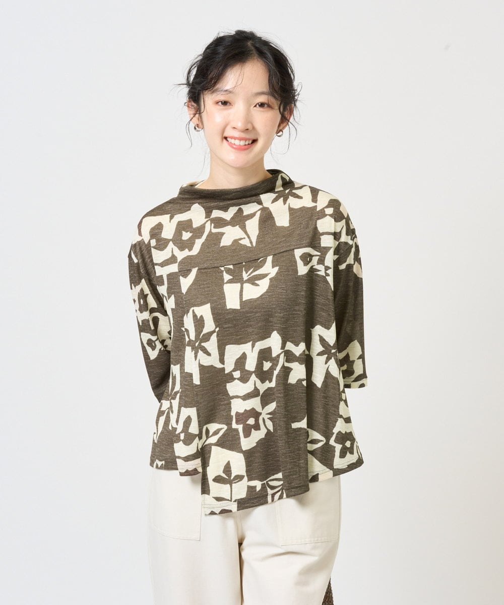 NGKGE50270 GIANNI LO GIUDICE [洗える・日本製]アイアスポップフラワープリントイレヘムカットソー