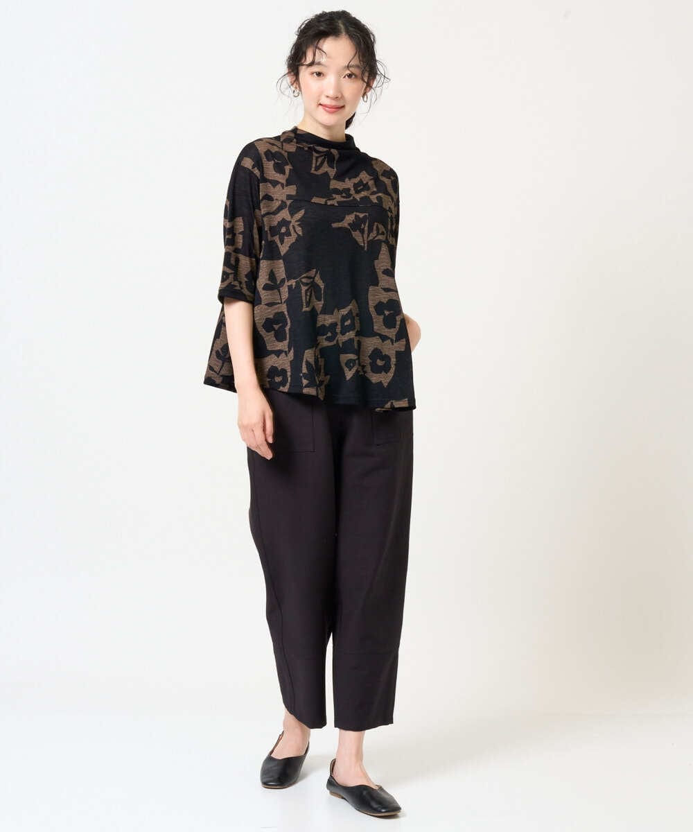 NGKGE50270 GIANNI LO GIUDICE(ジャンニ ロ ジュディチェ) [洗える・日本製]アイアスポップフラワープリントイレヘムカットソー カーキ