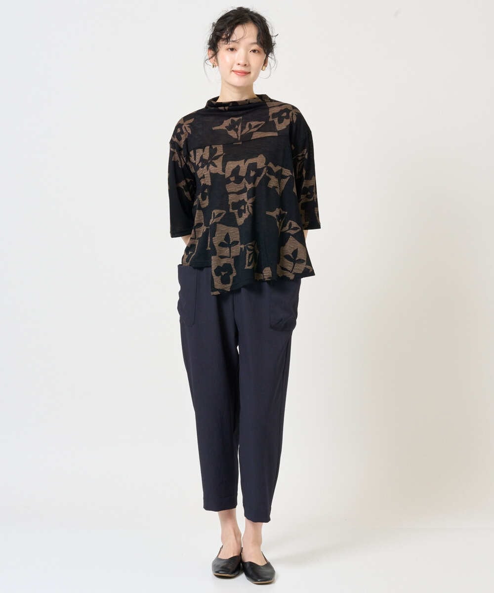 NGKGE50270 GIANNI LO GIUDICE(ジャンニ ロ ジュディチェ) [洗える・日本製]アイアスポップフラワープリントイレヘムカットソー カーキ