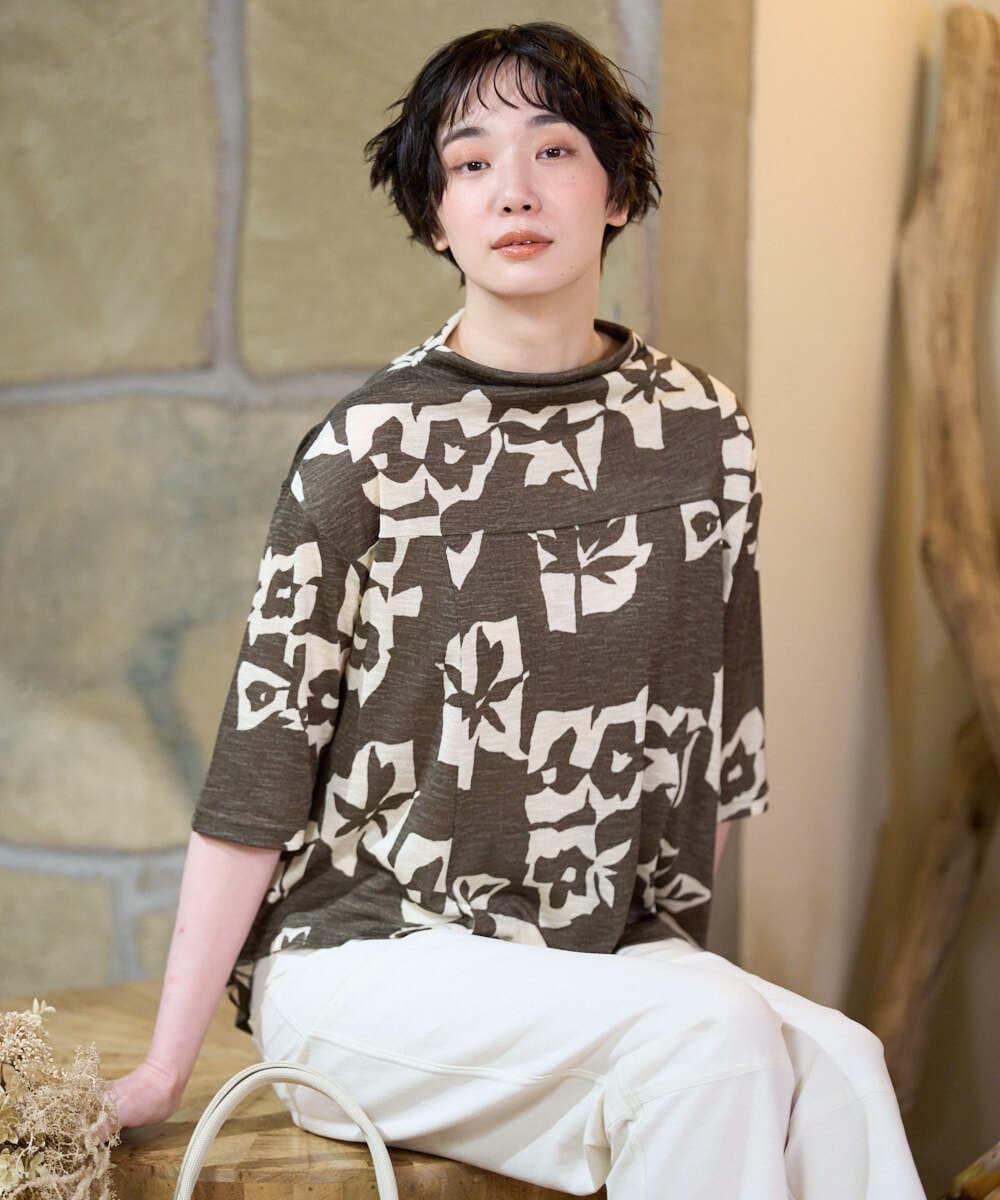 NGKGE50270 GIANNI LO GIUDICE [洗える・日本製]アイアスポップフラワープリントイレヘムカットソー