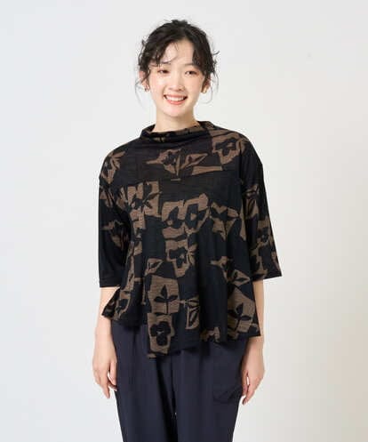 NGKGE50270 GIANNI LO GIUDICE [洗える・日本製]アイアスポップフラワープリントイレヘムカットソー