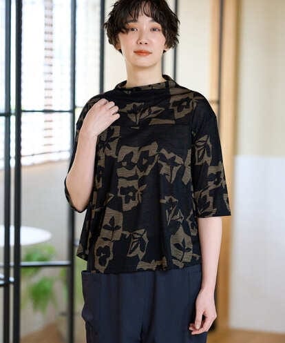 NGKGE50270 GIANNI LO GIUDICE [洗える・日本製]アイアスポップフラワープリントイレヘムカットソー