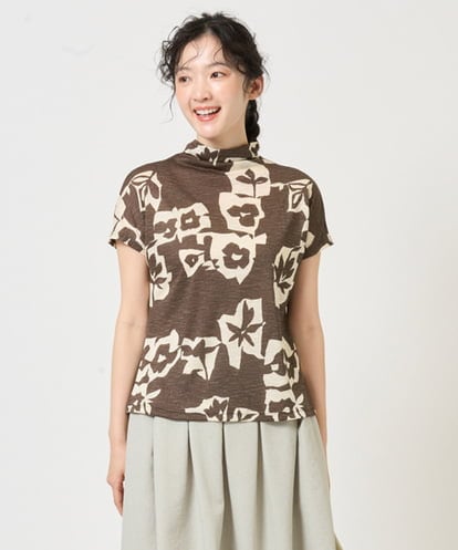 NGKGE51230  [洗える・日本製]アイアスポップフラワープリントカットソー