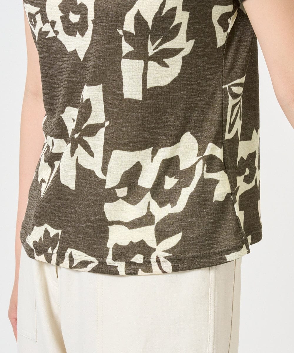 NGKGE51230 GIANNI LO GIUDICE(ジャンニ ロ ジュディチェ) [洗える・日本製]アイアスポップフラワープリントカットソー カーキ